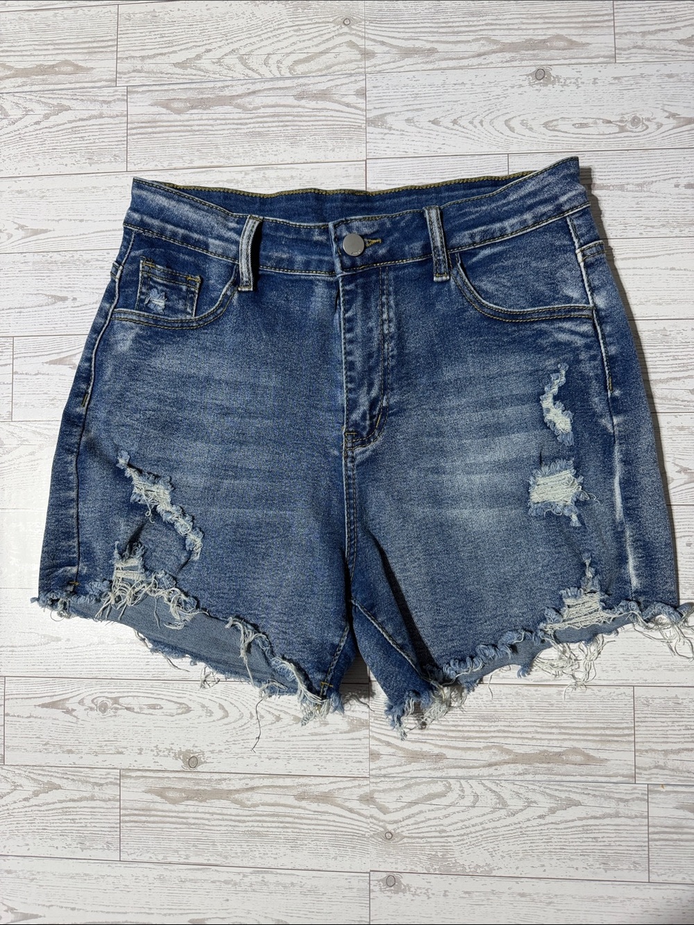 Distressed Dark Blue Denim Women’s Shorts